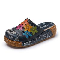 SOCOFY Leather Butterfly Print Silppers