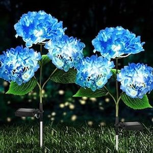 Hydrangea Solar Garden Stake Lights Waterproof Solar Hydrangea Simulation Flower Floor Outdoor Garden Decoration Light Villa Courtyard Floor Lawn Light Garden Light miniinthebox