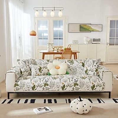 Sofa Cover Plants Embossed 100% Cotton Slipcovers Lightinthebox