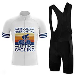 21Grams Men's Short Sleeve Cycling Jersey with Bib Shorts Summer Spandex White Bike Quick Dry Moisture Wicking Sports Graphic Mountain Bike MTB Road Bike Cycling Clothing Apparel  Stretchy Lightinthebox