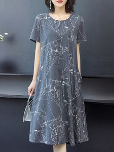 Round Neck Printed Shift Dress