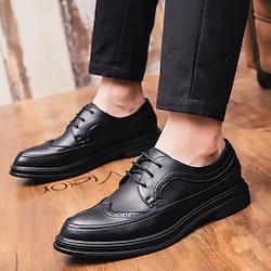Men's Oxfords Derby Shoes Brogue Dress Shoes Walking Business British Gentleman Wedding Office Career Party Evening Synthetic leather Comfortable Lace-up Black Brown Spring Lightinthebox