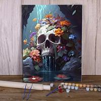 1pc Paint By Numbers For Adults Skull DIY Digital Oil Painting Acrylic Paint Leisurely Painting Kits Canvas Wall Art Colorful Skull Bedroom Wall Decor 16 20 Inch Lightinthebox