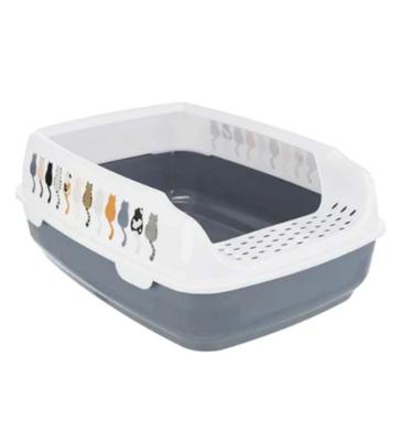 Trixie Delio Cat Litter Tray Rim With Cats Design Grey 35x20x48cm