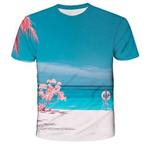 Men's T shirt Shirt Graphic Print Short Sleeve Daily Tops Streetwear Exaggerated Round Neck Blue miniinthebox