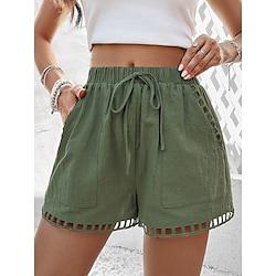 Women's Shorts Polyester Plain Depression Green Simple High Waist Vacation Lightinthebox