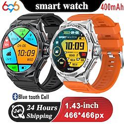 696 K62 Smart Watch 1.43 inch Smart Band Fitness Bracelet Bluetooth Pedometer Call Reminder Sleep Tracker Compatible with Android iOS Women Men Hands-Free Calls Message Reminder IP 67 46mm Watch Case Lightinthebox