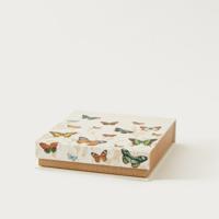 Butterfly Print Small Paper Storage Box with Flap - 21x21x5 cms