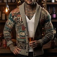 Tribal Bandana Print Retro Vintage Tribal Men's Button Knitting Print Cardigan Sweater Knitwear Outdoor Daily Vacation Long Sleeve V Neck Sweaters Blue Fall Winter S M L Sweaters Lightinthebox