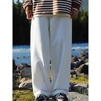 Men's Dress Pants Corduroy Pants Trousers Suit Pants Pocket Straight Leg Plain Comfort Breathable Outdoor Daily Going out Cotton Blend Fashion Casual Black White Lightinthebox - thumbnail