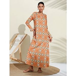 Luxe-Satin Moroccan Print Maxi Dress Lightinthebox
