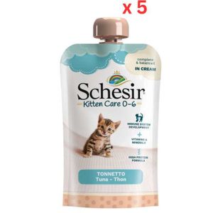 Schesir Kitten Cream 0-6 Tuna Wet Food 150G Pouch (Pack of 5)