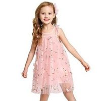 girl's dresses baby girls summer dress toddler casual appliques seeveless floral girl children clothing a-line pink gray 2 colors 2-8t Lightinthebox - thumbnail
