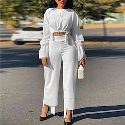 Women's Crop Black White Wine Solid Color Drawstring Long Sleeve Casual Daily Weekend Daily Elegant Crew Neck Regular Fit Fall Spring Fall Lightinthebox Women's Crop Black White Wine Solid Color Drawstring Long Sleeve Casual Daily Weekend Daily Elegant Crew Neck Regular Fit Fall Spring Fall Lightinthebox