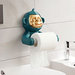 Monkey Toilet Paper Roll Holder Kitchen Free Perforation Wall Hanging Rack Room Desktop Paper Towel Holder Toilet Paper Holder Resin miniinthebox