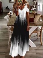 V-neck Printed Casual Short-sleeved Maxi Dress - thumbnail