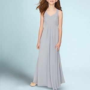 A-Line Ankle Length Spaghetti Strap Chiffon Junior Bridesmaid DressesGowns With Ruching Wedding Party Dresses 4-16 Year Lightinthebox