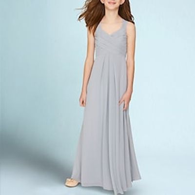 A-Line Ankle Length Spaghetti Strap Chiffon Junior Bridesmaid DressesGowns With Ruching Wedding Party Dresses 4-16 Year Lightinthebox