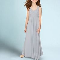 A-Line Ankle Length Spaghetti Strap Chiffon Junior Bridesmaid DressesGowns With Ruching Wedding Party Dresses 4-16 Year Lightinthebox - thumbnail