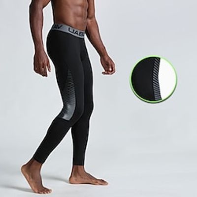 Men's Athletic Pants Active Pants Compression Pants Running Pants Outdoor Daily Quick Dry Moisture Wicking High Stretch Elastic Waist Color Block Full Length Fashion Casual Activewear Black White Lightinthebox