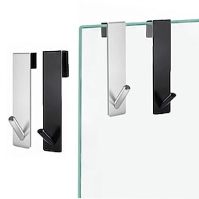 1pc Bathroom Shower Door Back Hook, Stainless Steel Over Glass Door Shower Towel Rack, Bathroom Bathrobe Hanger, Bathroom Accessories , Bathroom Organizers  Storage miniinthebox