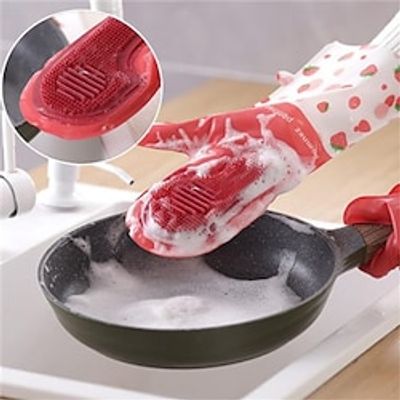 10 Pairs Brush Head Dishwashing Gloves Household Dishwashing Plastic Latex Gloves Waterproof Kitchen Cleaning Household Gloves Clothes Washing Bowl Washing Gloves Lightinthebox