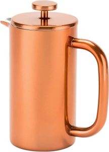 Royalford RFU9017 Cafetiere Stainless Steel Portable French Press Coffee Maker, Leak Resistant Double Walled Insulation, Hot Coffee for Hours, Preserves Flavour and Freshness Copper, 800ml