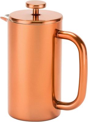 Royalford RFU9017 Cafetiere Stainless Steel Portable French Press Coffee Maker, Leak Resistant Double Walled Insulation, Hot Coffee for Hours, Preserves Flavour and Freshness Copper, 800ml