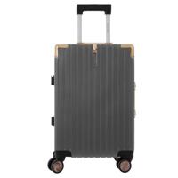 PARA JOHN Cabin Luggage with Self-rebound Handle and Spinner Wheels, PC Travel Suitcase for Women Men, Carry on Suitcase for Business, Unique Record Shape Design 20 Inch GREY