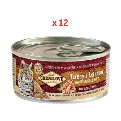 Carnilove Turkey & Reindeer For Adult Cats (Wet Food Cans) 12x100g Carnilove Turkey & Reindeer For Adult Cats (Wet Food Cans) 12x100g