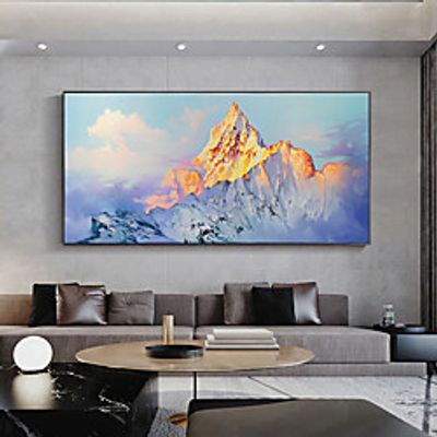Handmade Oil Painting Canvas Wall Art Decoration Abstract  Landscape Painting The Golden Mountains for Home Decor Stretched Frame Hanging Painting Lightinthebox