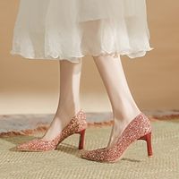 Women's Heels Wedding Shoes Slip-Ons Ladies Shoes Valentines Gifts Dress Shoes Sparkling Shoes Wedding Valentine's Day Wedding Heels Bridal Shoes Bridesmaid Shoes Sparkling Glitter Block Heel Chunky Lightinthebox