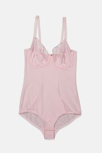 Womens Non Padded Underwired Lace Detail Bodies  Pink