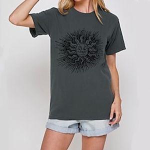 Women's Graphic Patterned Casual Daily Weekend T shirt Tee Short Sleeve Round Neck Basic Essential Tops 100% Cotton Green White Black S Lightinthebox