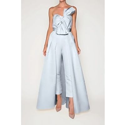 Two Piece Jumpsuits Wedding Guest Dresses Vintage Dress Wedding Garden Party Court Train Sleeveless Strapless Italy Satin with Bow(s) Overskirt 2023 Lightinthebox Two Piece Jumpsuits Wedding Guest Dresses Vintage Dress Wedding Garden Party Court Train Sleeveless Strapless Italy Satin with Bow(s) Overskirt 2023 Lightinthebox