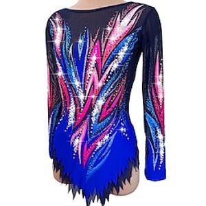 Rhythmic Gymnastics Leotards Artistic Gymnastics Leotards Women's Girls' Leotard Mesh Spandex High Elasticity Handmade Long Sleeve Competition Dance Rhythmic Gymnastics Artistic Gymnastics Blue Lightinthebox