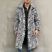 Men's Winter Coat Coral Fleece Outdoor Daily Wear Warm Fall Winter Color Block Fashion Streetwear Lapel Regular Black Yellow Jacket Lightinthebox - thumbnail