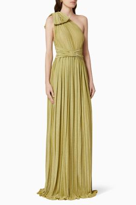 Pleated Lamé Jersey Maxi Dress Pleated Lamé Jersey Maxi Dress