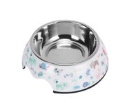 Melamine Animal Pattern Stainless Steel Bowl With Anti-slip Circle On The Bottom volume 160ML  For Cat & Dog - 12x12x4.5Cm