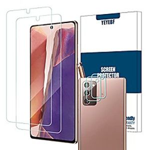 galaxy note 20 premium tempered glass screen protector  camera lens protectors by ye, [2  2 pack] [compatible fingerprint] [3d glass] [anti-scratch] screen protector Lightinthebox