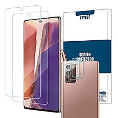 galaxy note 20 premium tempered glass screen protector  camera lens protectors by ye, [2  2 pack] [compatible fingerprint] [3d glass] [anti-scratch] screen protector Lightinthebox