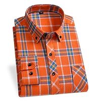 Men's Dark Red Yellow Red Long Sleeve Plaid / Striped / Chevron / Round Shirt Collar All Seasons Office  Career Daily Wear Clothing Apparel Cross miniinthebox - thumbnail