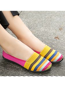 Striped Flat Round Toe Casual Comfort Flats