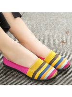 Striped Flat Round Toe Casual Comfort Flats - thumbnail