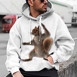 Men's Unisex Pullover Hoodie Sweatshirt Graphic Prints Squirrel Print Daily Sports 3D Print 3D Print Casual Hoodies Sweatshirts  White miniinthebox