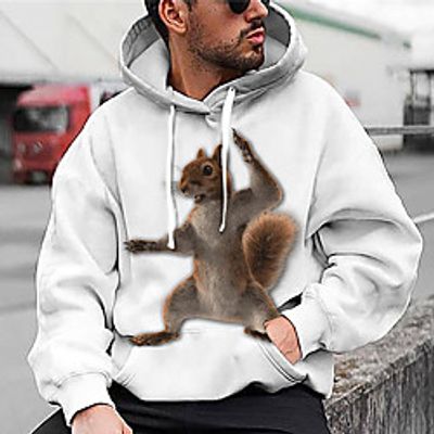 Men's Unisex Pullover Hoodie Sweatshirt Graphic Prints Squirrel Print Daily Sports 3D Print 3D Print Casual Hoodies Sweatshirts  White miniinthebox