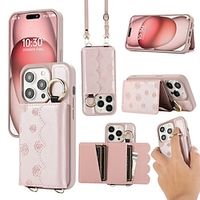 Phone Case For iPhone 15 Pro Max Plus iPhone 14 13 12 11 Pro Max Plus Back Cover Flip Cover with Lanyard Card Slot Ring Buckle Flower Floral TPU PU Leather miniinthebox