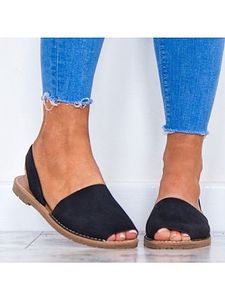Plain Flat Peep Toe Casual Sandals