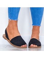Plain Flat Peep Toe Casual Sandals - thumbnail