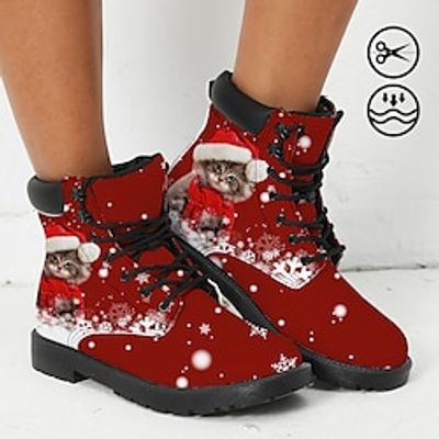 Women's Boots Print Shoes Xmas Shoes Combat Boots Party Christmas Xmas Cat Animal Patterned Booties Ankle Boots Winter Flat Heel Round Toe Closed Toe Fashion Cute Casual Faux Leather Lace-up Red miniinthebox Women's Boots Print Shoes Xmas Shoes Combat Boots Party Christmas Xmas Cat Animal Patterned Booties Ankle Boots Winter Flat Heel Round Toe Closed Toe Fashion Cute Casual Faux Leather Lace-up Red miniinthebox